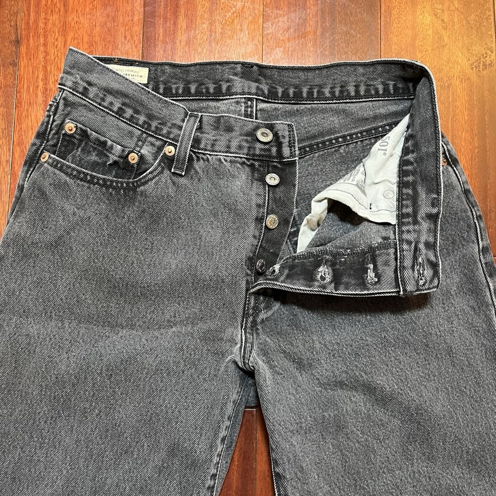 Levis Jeans Womens 30x27 501 '90s Premium Gray Button Fly Grunge Streetwear